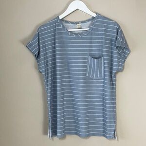 Lazy Sundays woman’s blue striped pocket tee